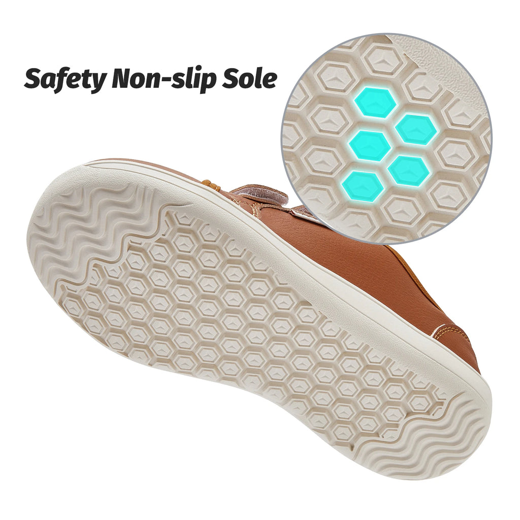 Zapatillas Descalzas para Niños HOBIBEAR |   Cierre de Gancho y Bucle |   Zapatos de punta ancha |   Zapatillas Deportivas Minimalistas Ligeras de Cuero Sintético