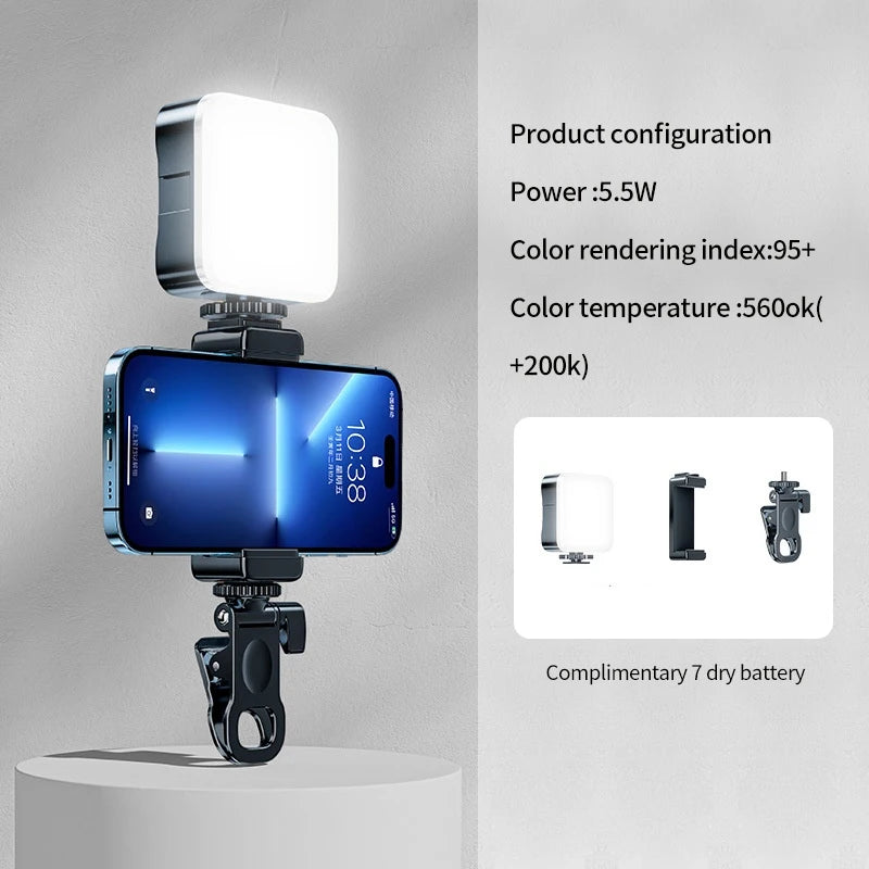Mini Luz LED de Relleno Portátil para Video y Selfie