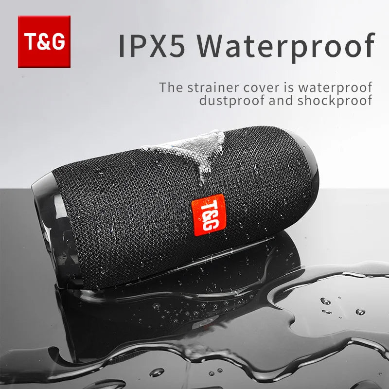 Altavoz Bluetooth T & G TG117, caja de sonido portátil TWS, altavoz resistente al agua, altavoces envolventes estéreo para exteriores, compatible con Radio FM TF