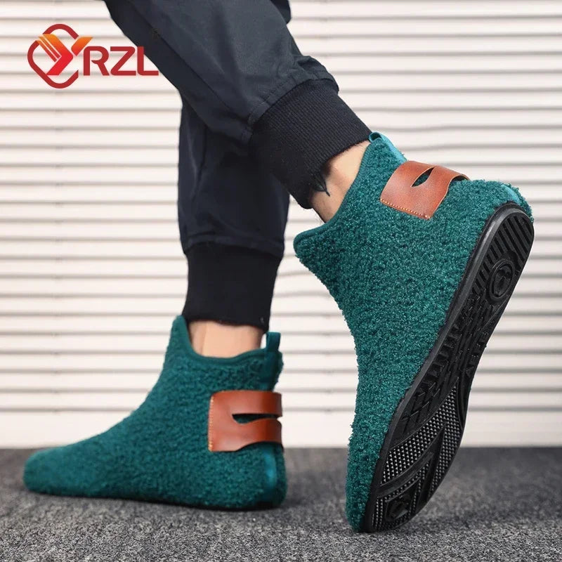 YRZL, zapatos de algodón de invierno para hombre, zapatillas ligeras sin cordones de alta calidad, mocasines de algodón de felpa para interiores, zapatos cálidos de invierno para hombre