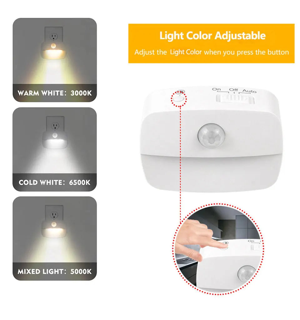 Luz LED Nocturna con Sensor de Movimiento para Enchufe