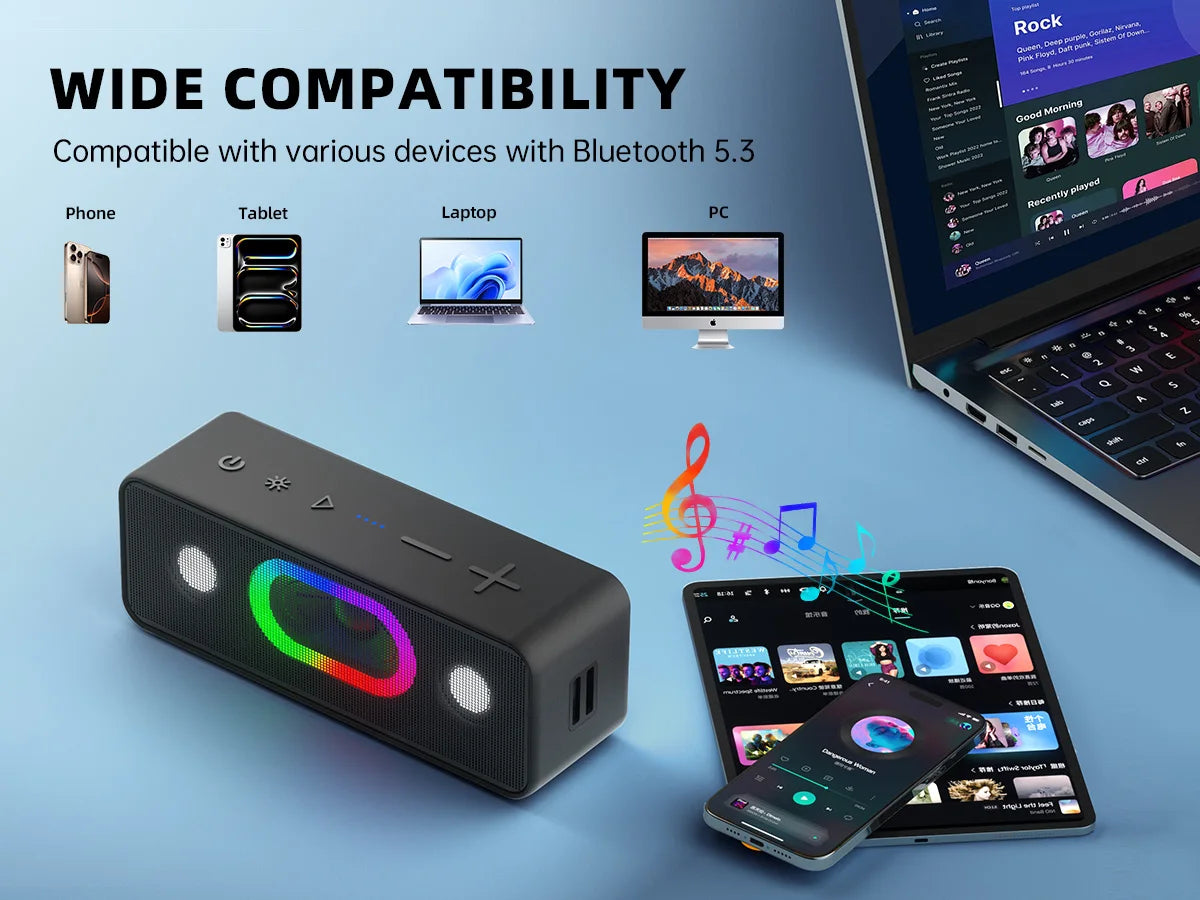 Ortizan S11 Altavoz Bluetooth Portátil con Luces LED