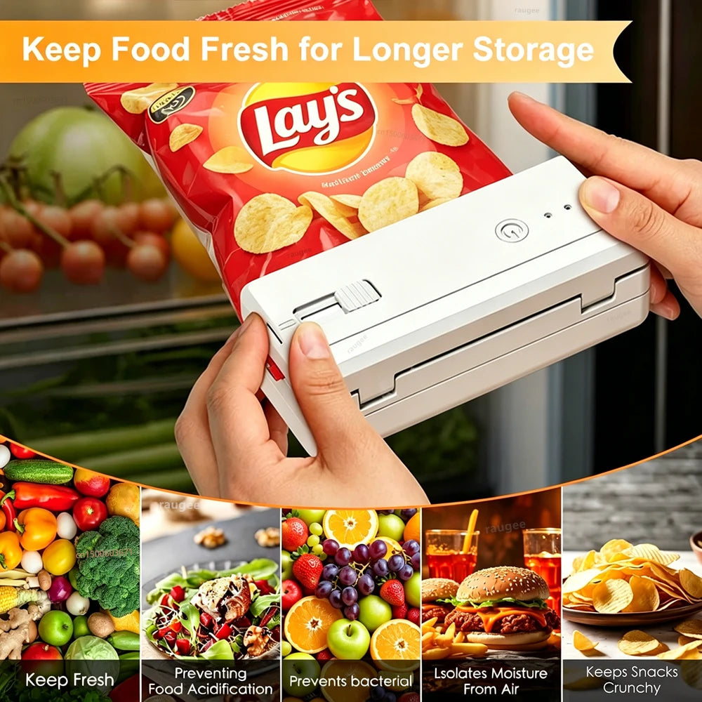Mini selladora de bolsas portátil recargable para sellado térmico de alimentos