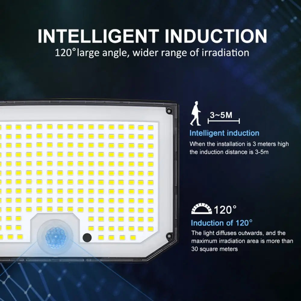 Lámpara Solar LED Exterior con Sensor de Movimiento IP65 3 Modos