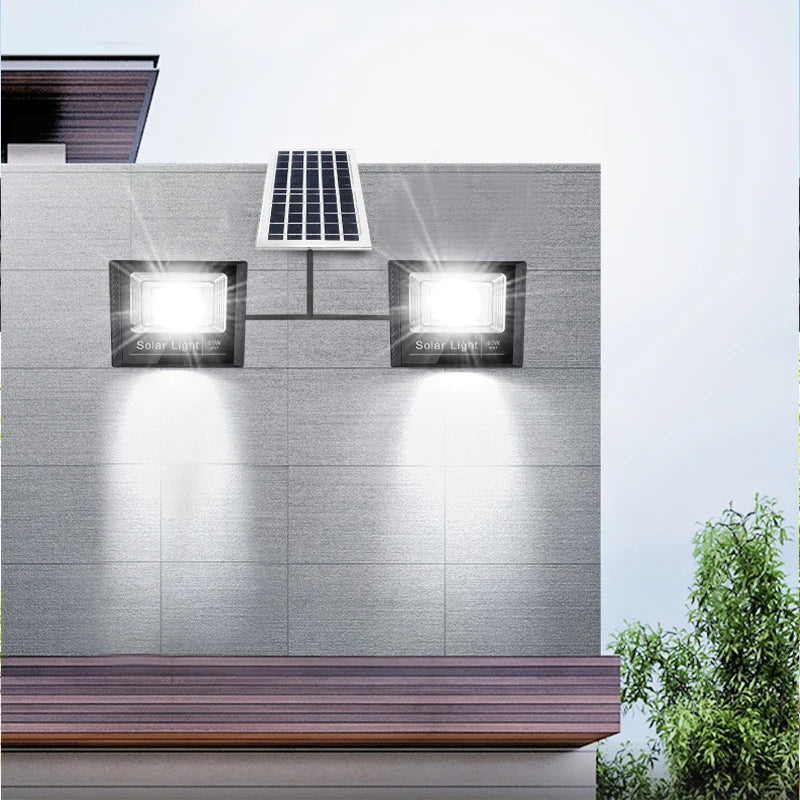 Reflector solar LED 400W 2 cabezales para jardín impermeable IP65
