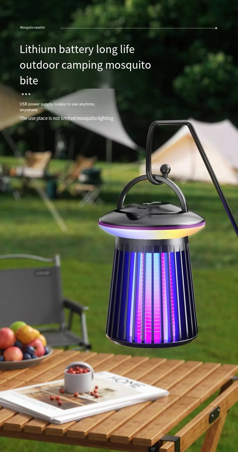 Lámpara antimosquitos con luz nocturna, matamoscas eléctrico recargable por USB para exteriores, patio trasero, terraza, Camping