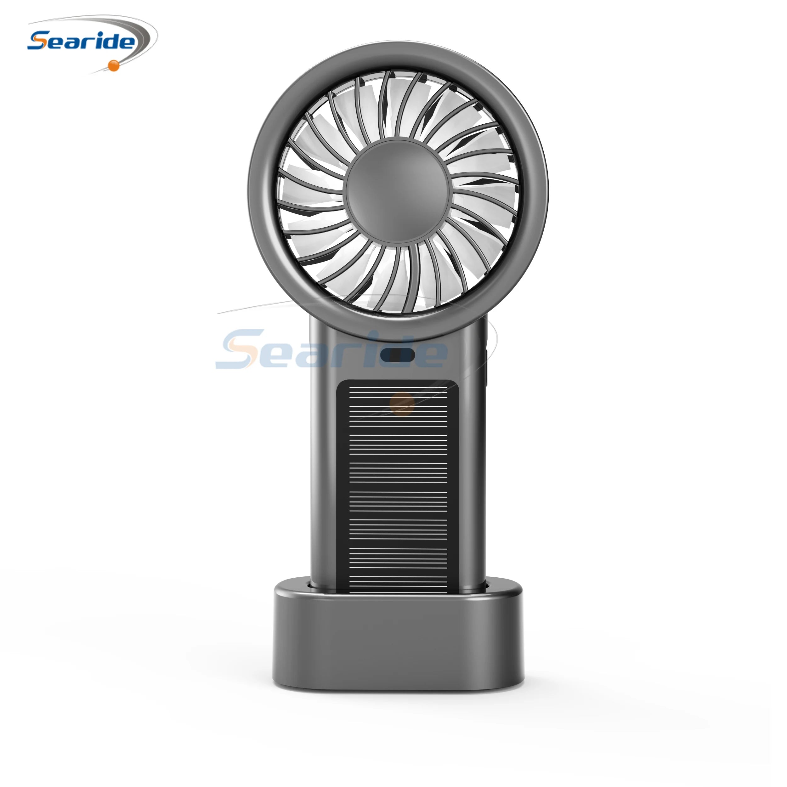 Ventilador solar portátil 5 velocidades, recargable USB para camping