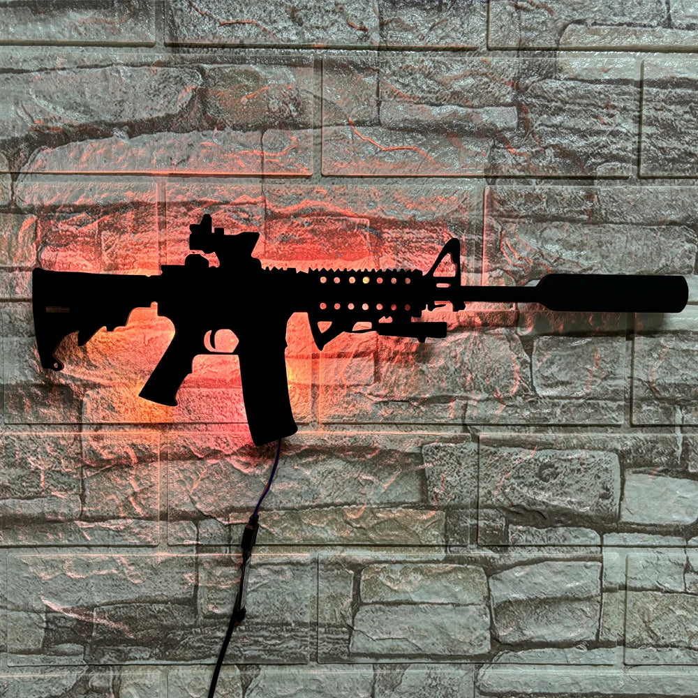 Lámpara de Pared LED 3D Pistola Luz Nocturna USB