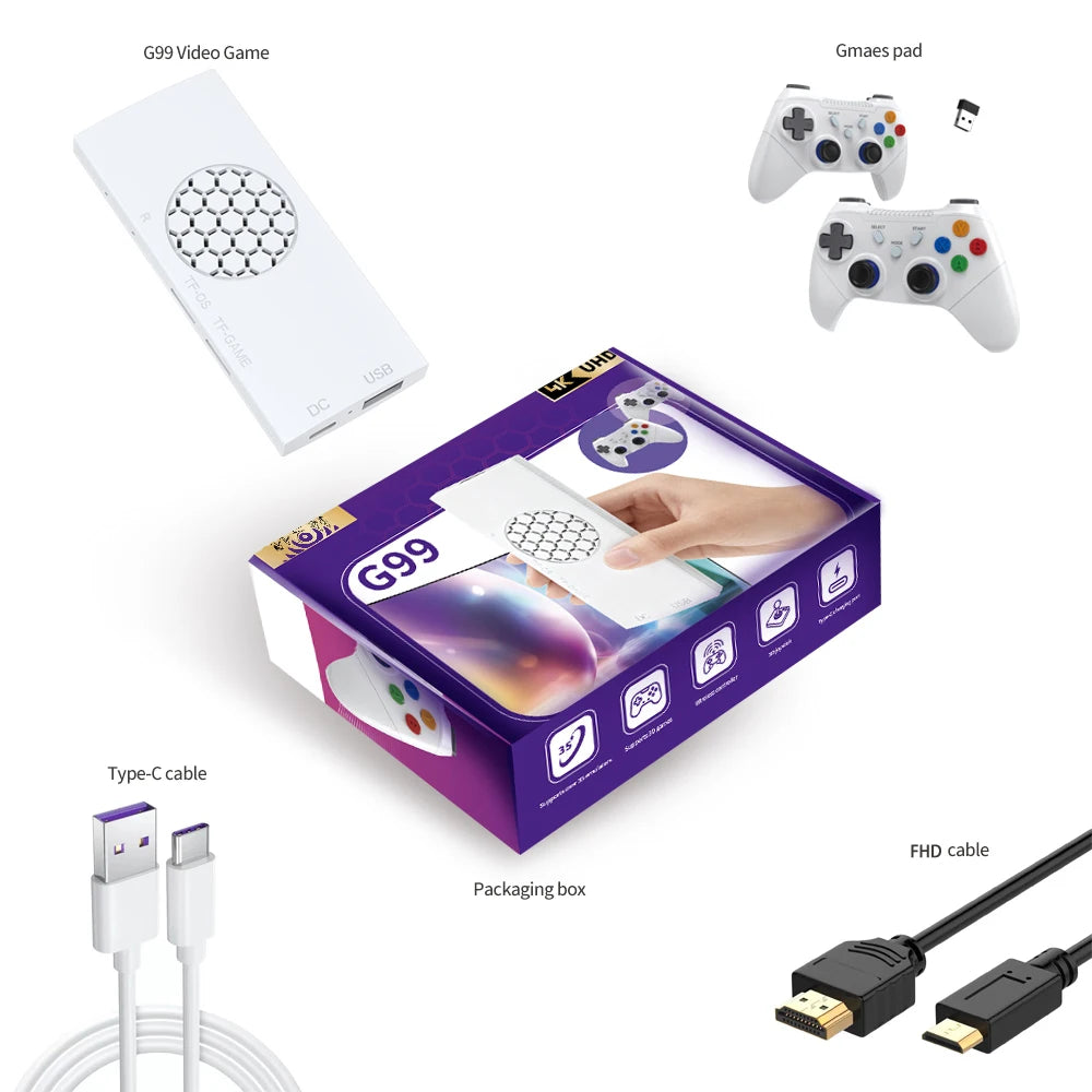 Consola de juegos con procesador de 8 núcleos G99 para P1/P2/FC (más de 35 emuladores) con pantalla HD 4K, frecuencia de 2,2 GHz y soporte multilingüe