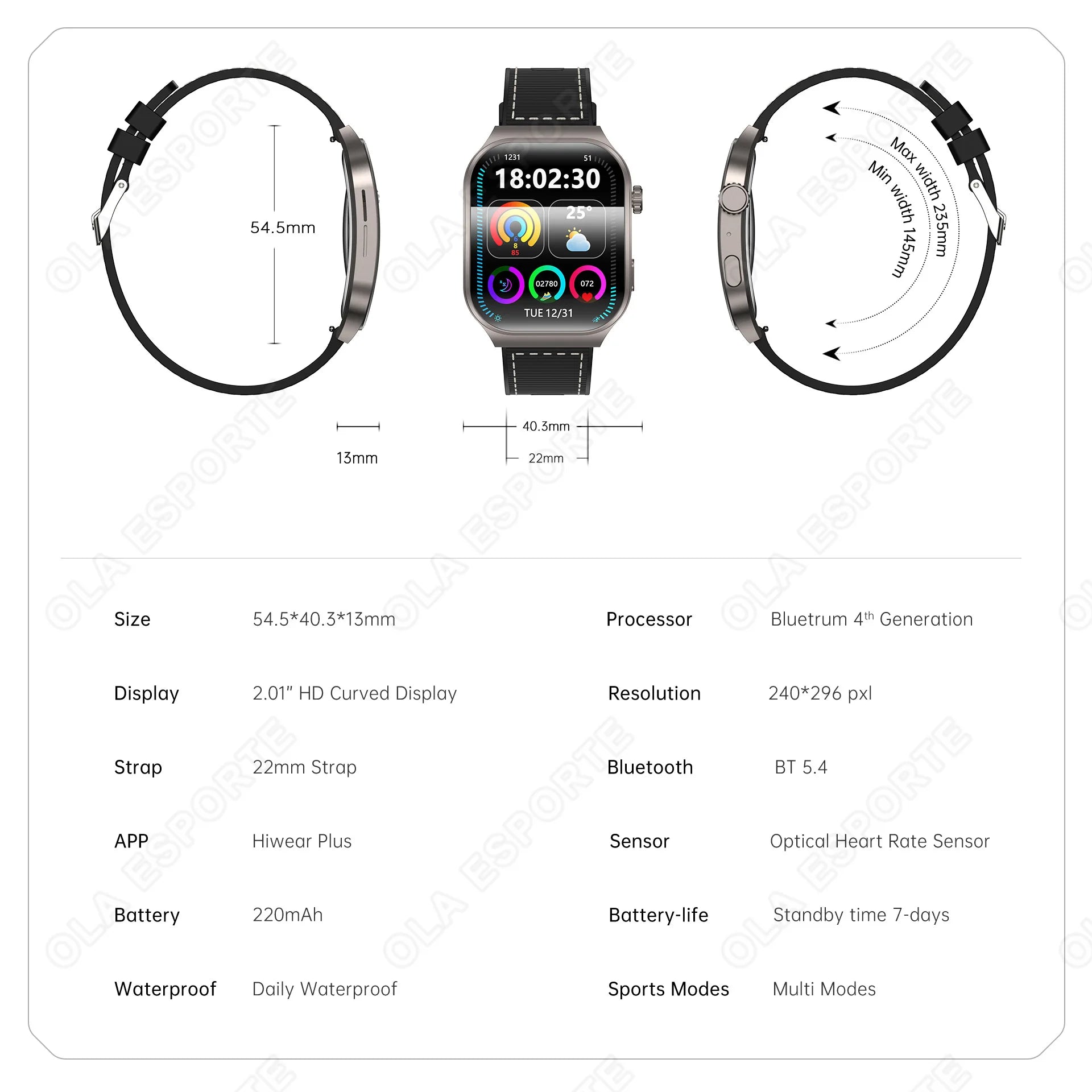 Reloj Inteligente Mujer Pantalla Curva AMOLED HD