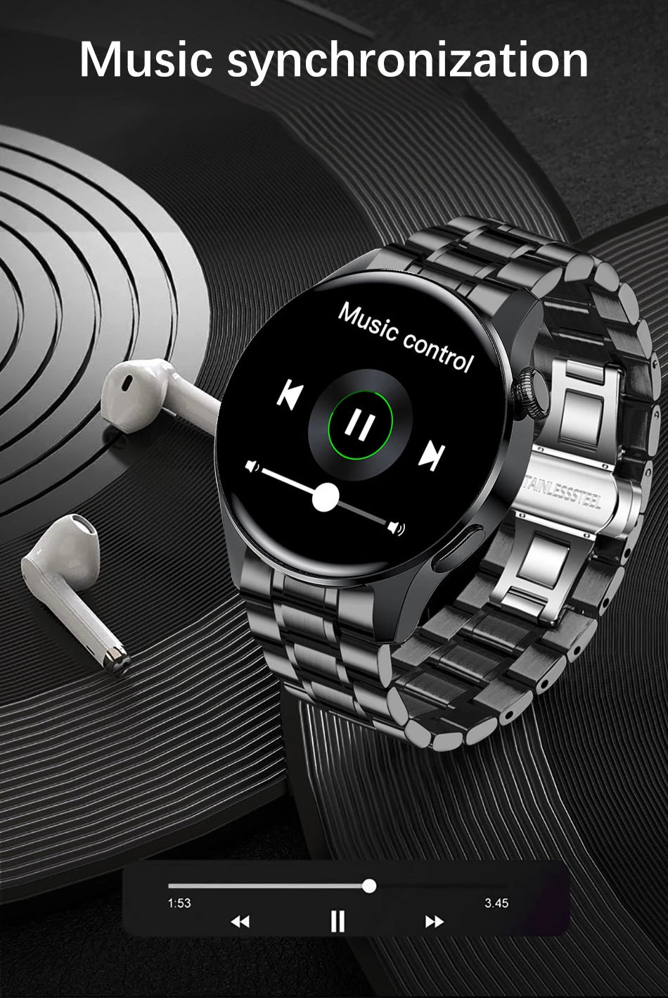 Smartwatch LIGE hombre, llamadas Bluetooth, pantalla AMOLED, resistente al agua