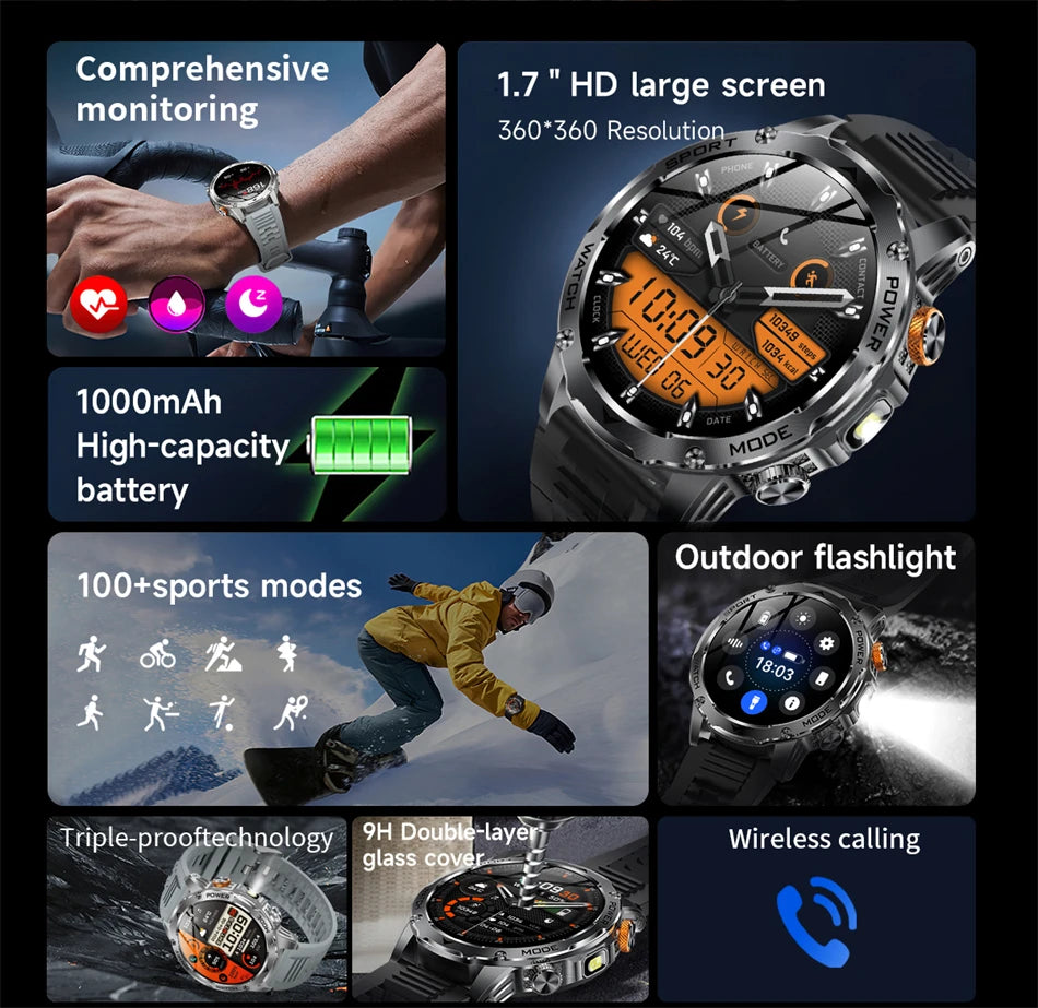 Reloj Inteligente LIGE con Linterna y Batería 1000mAh