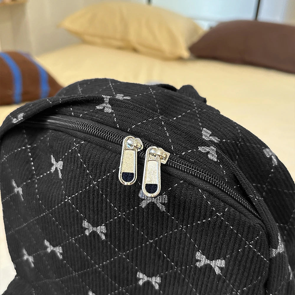 Mochila de Pana con Lazo para Estudiantes Universitarios