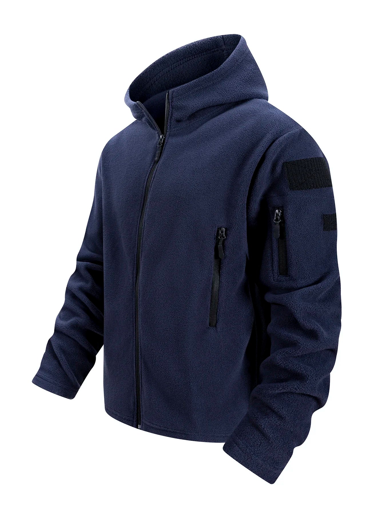 Chaqueta Polar Táctica con Capucha para Hombre | Cremallera Completa
