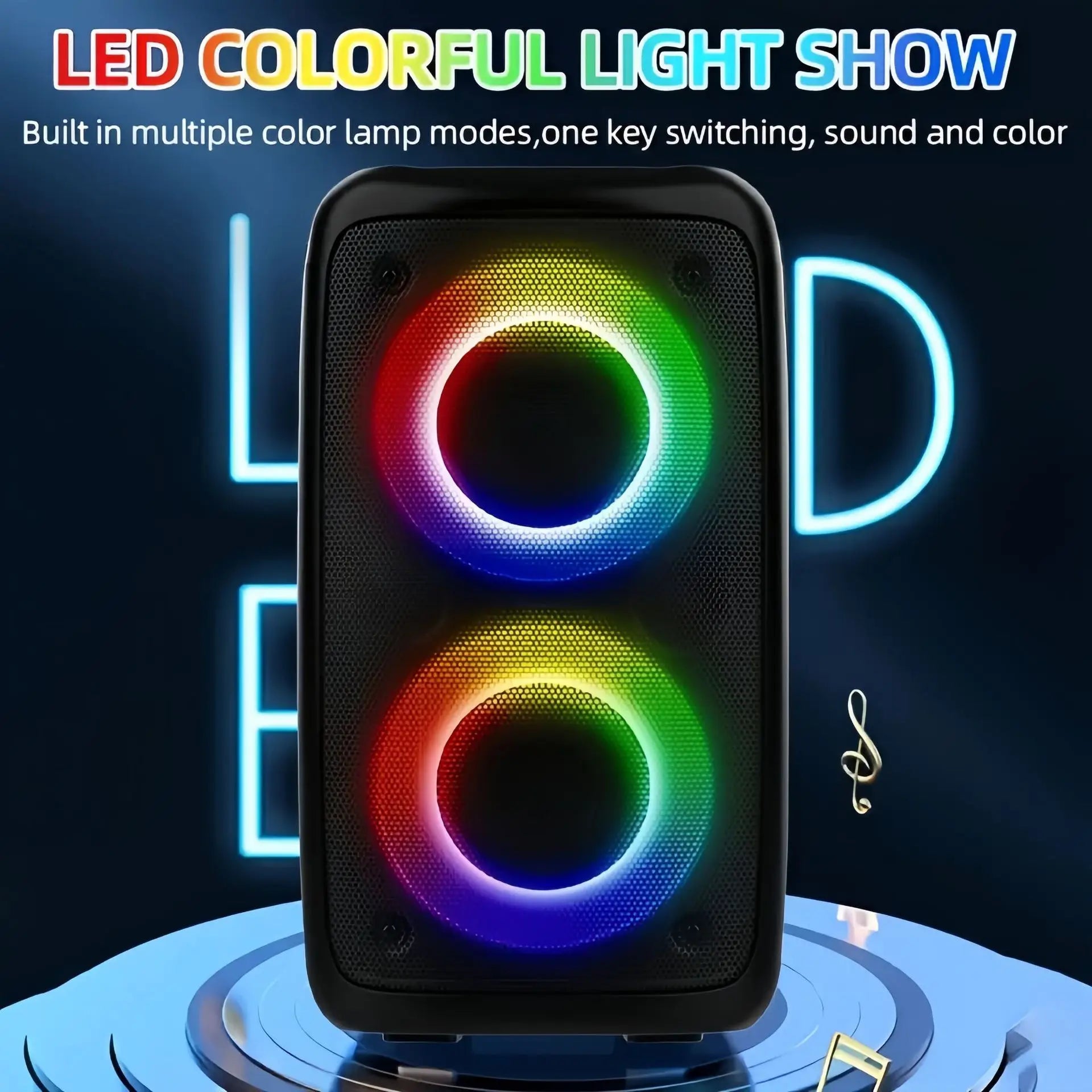 Altavoz inalámbrico De Karaoke con Bluetooth, Subwoofer portátil con micrófono, Radio, lámpara FM, caja De sonido, música, LED, TWS, Caixa De Som