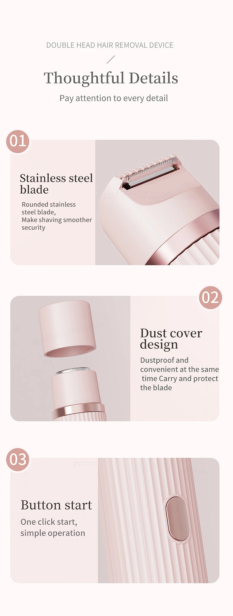 Afeitadora eléctrica para mujer con dos cabezales, resistente al agua IPX7 y USB