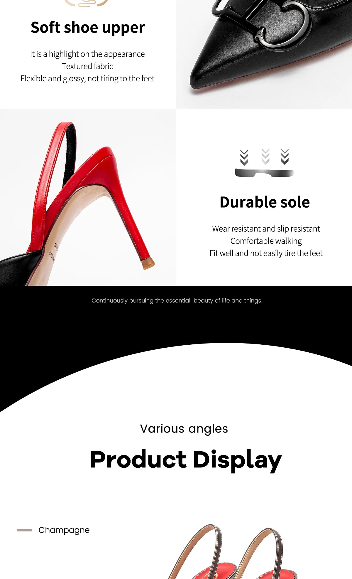 Stilettos de Mujer Punta Fina con Tiras y Plataforma 9 cm