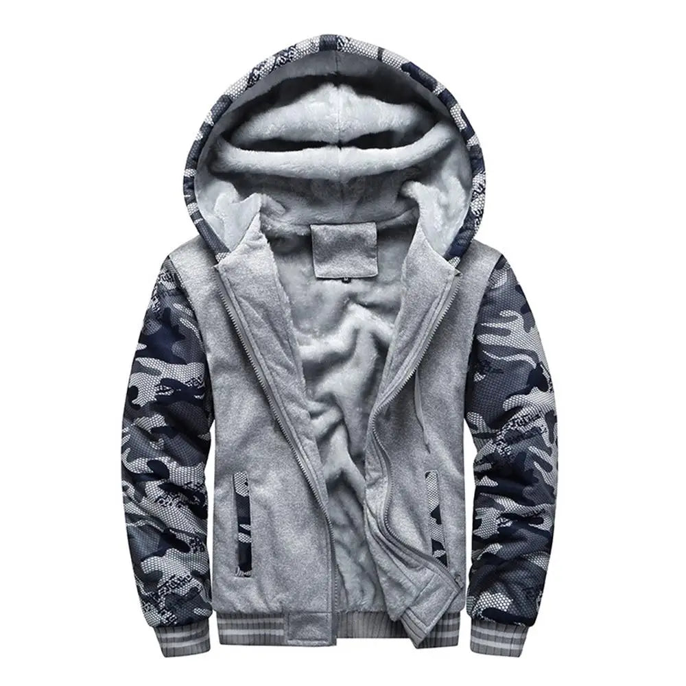 Chaqueta de Invierno con Capucha para Hombre - Camuflaje Forro Polar