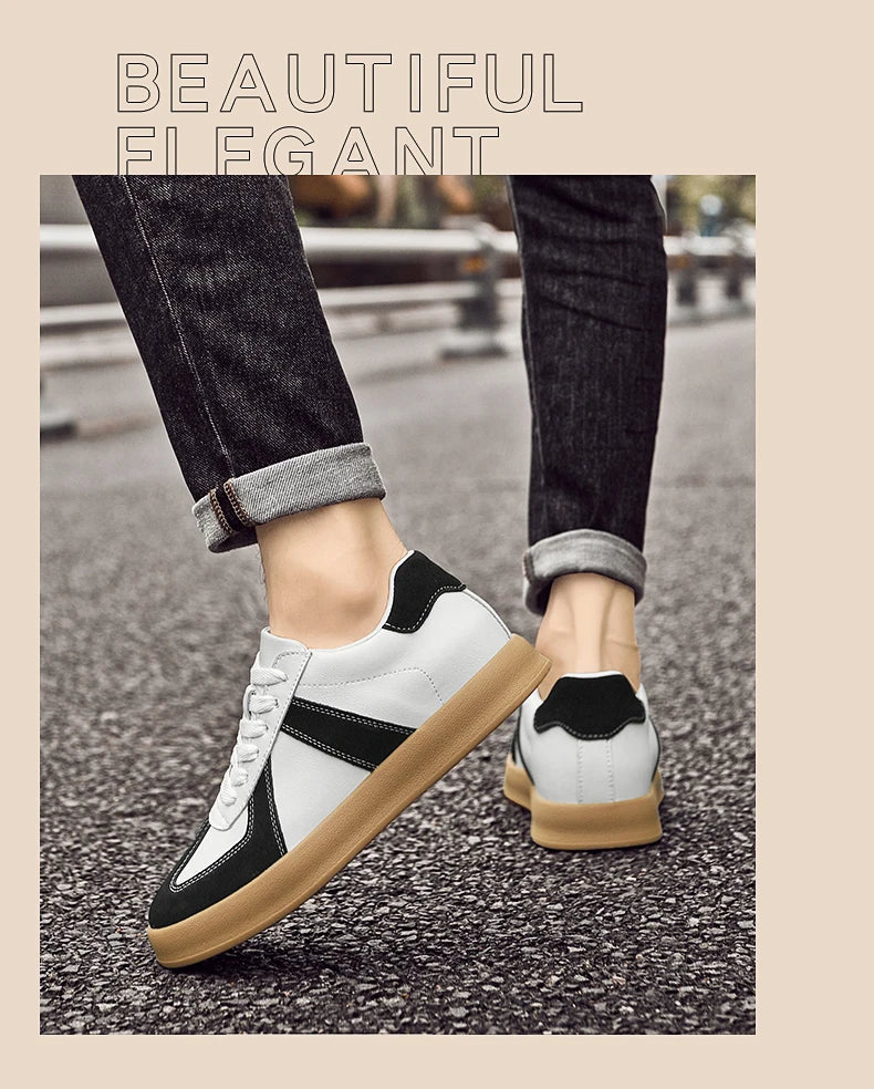 Zapatos invisibles con aumento de altura, zapatos de entrenamiento moral de 8cm, zapatillas informales transpirables de verano con aumento de altura interior para hombre, zapatos Forrest Gump versátiles Retro de cuero genuin