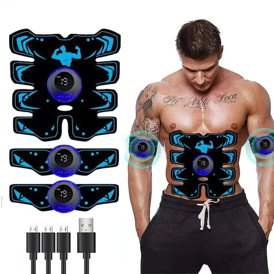 Estimulador Muscular EMS Recargable USB 3 en 1 para Abdomen y Brazos