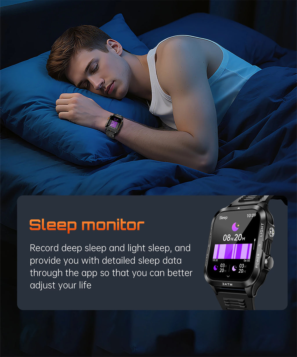 LIGE Reloj Inteligente Militar 880mAh Linterna