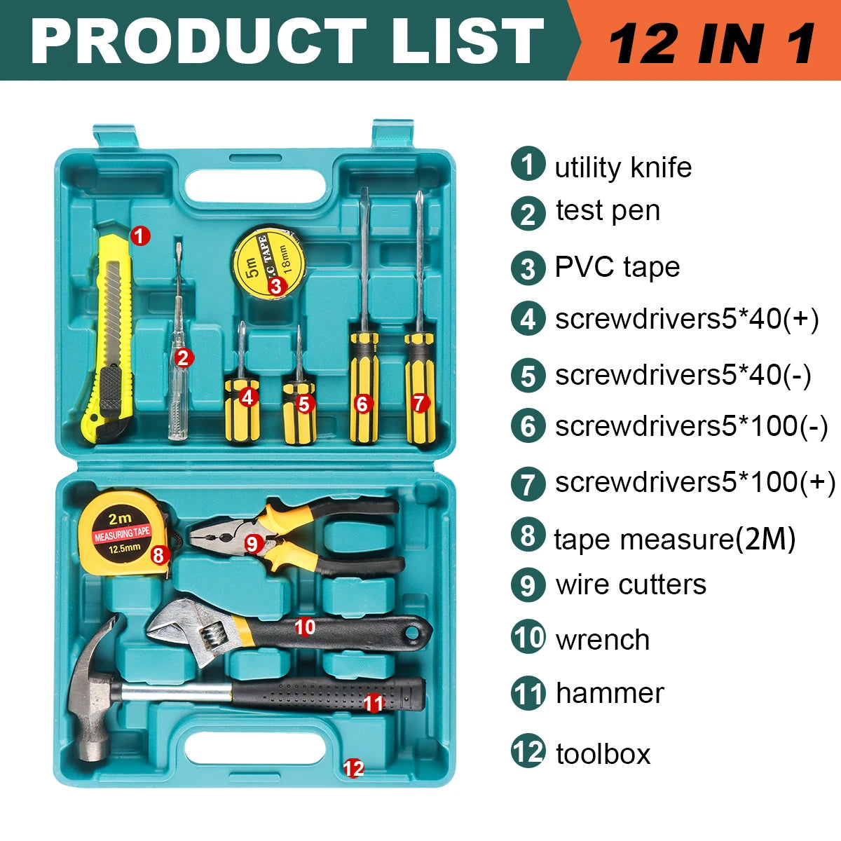 Kit de Herramientas Manuales con Caja de Almacenamiento