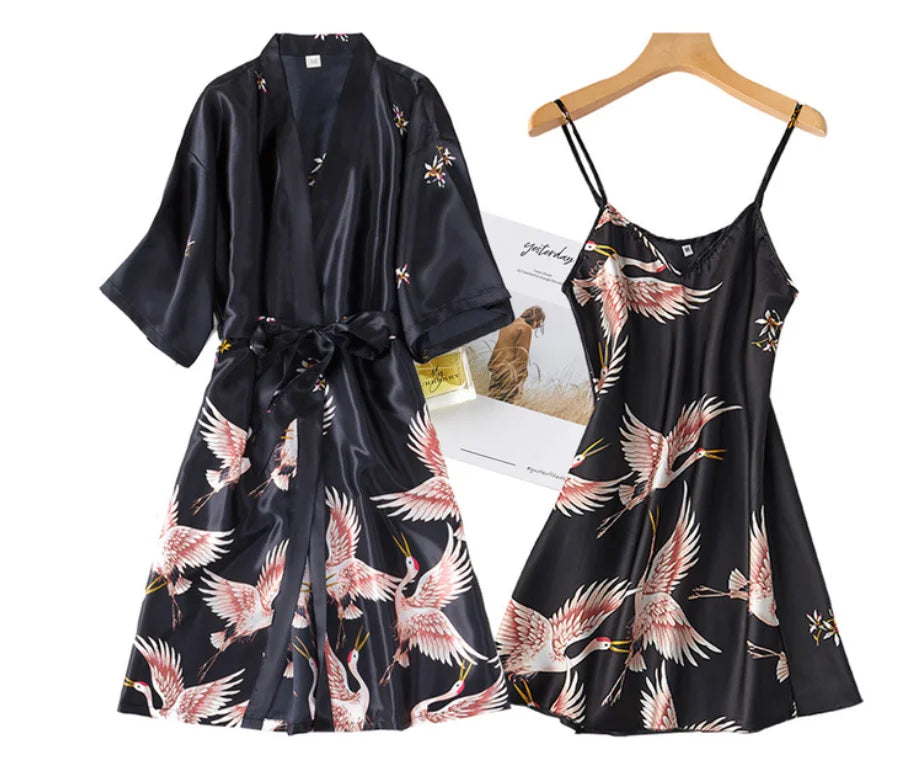 Pijama Conjunto 2 Piezas Mujer - Camisón Sedoso Cuello en V