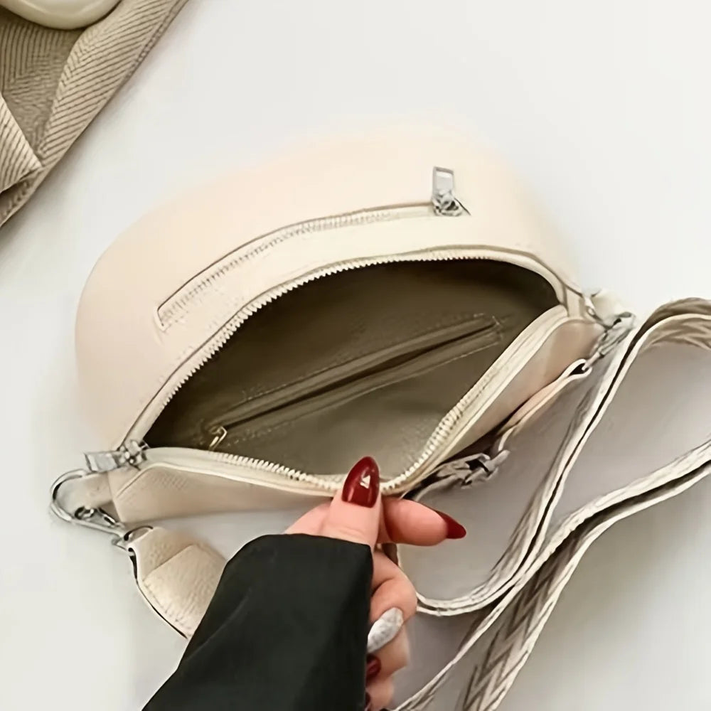 Riñonera de Cuero Suave para Mujer Bolso Pecho Cruzado Moda