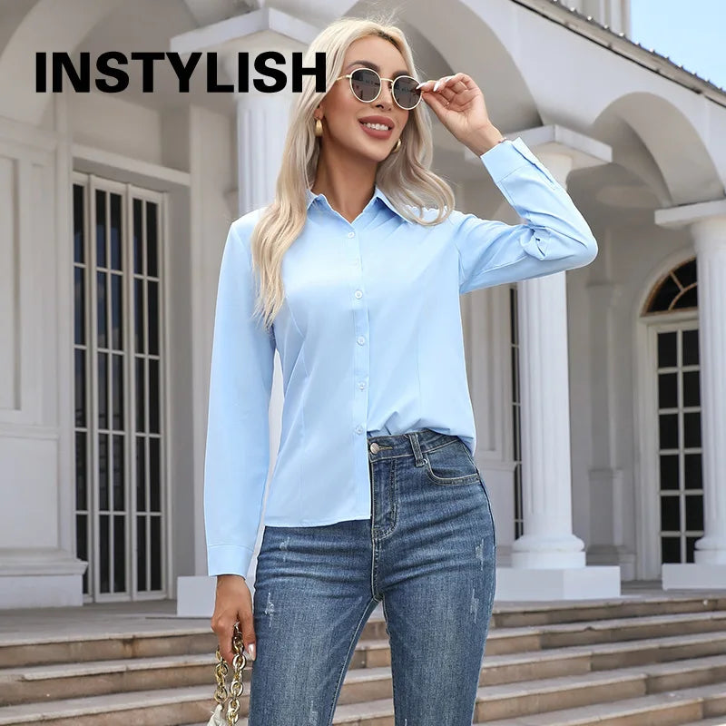 Blusa Elegante de Gasa con Botones para Mujer