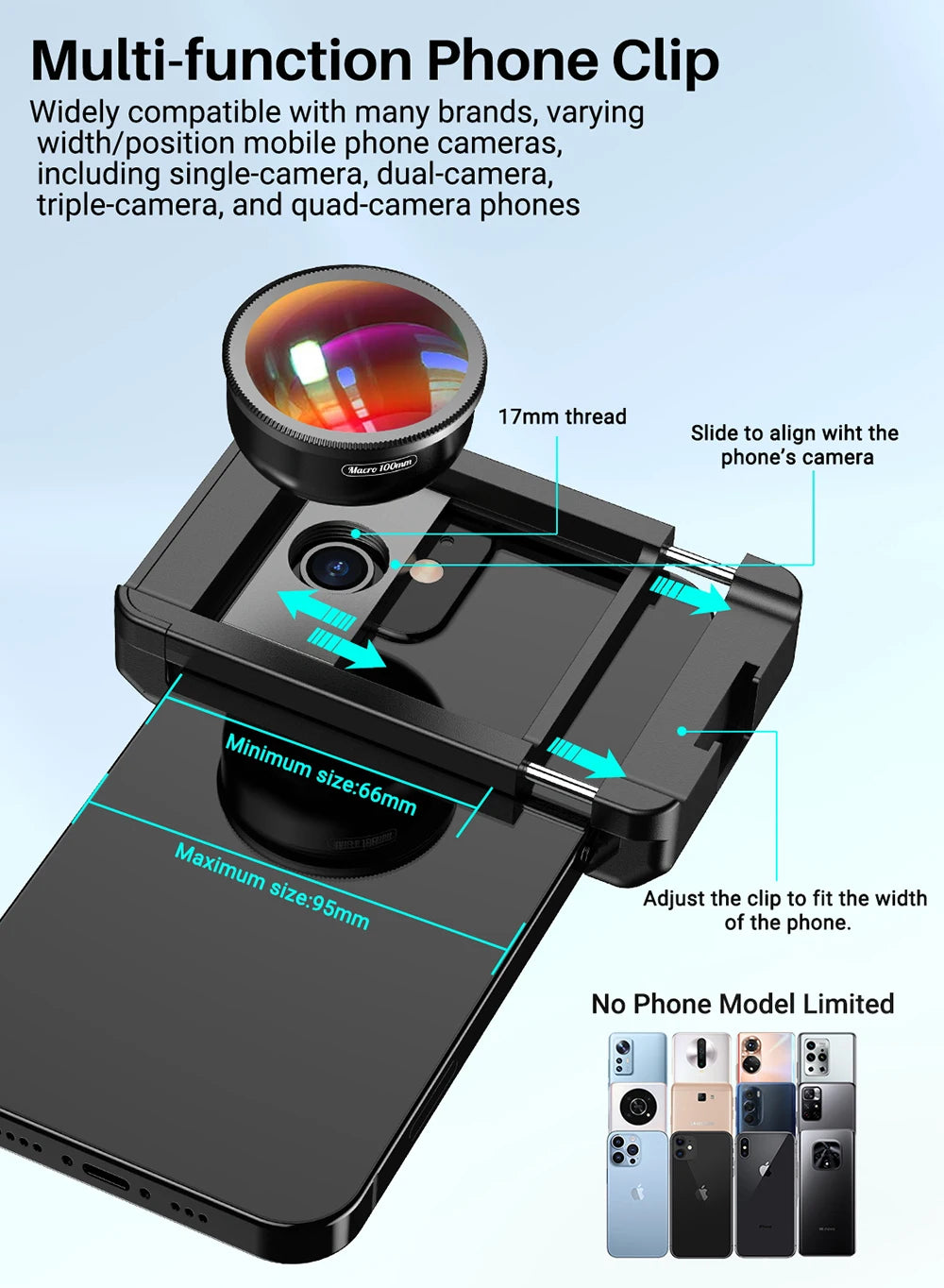 Lente Macro 4K HD 100mm APEXEL con Filtro CPL para Smartphones