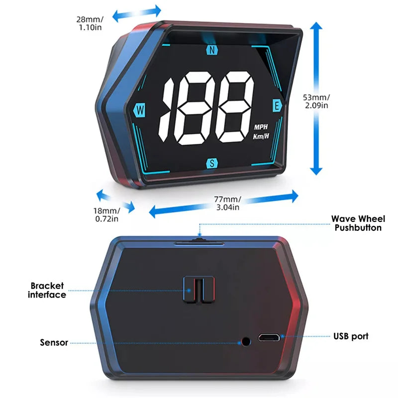 Velocímetro Digital de doble pantalla para coche, velocímetro de conducción HUD ODB, proyector de parabrisas, pantalla frontal de voltaje para vehículos de camión