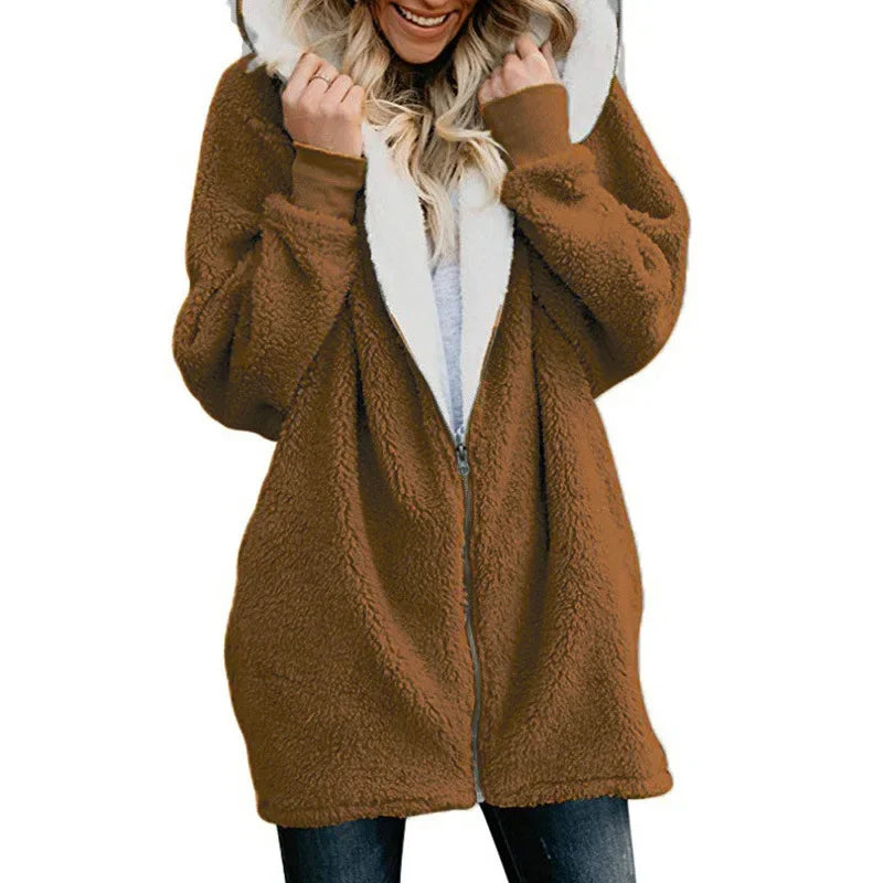Bella Philosophy-sudaderas con capucha para mujer, suéter largo con cremallera, sudaderas con capucha de manga larga ajustadas, abrigo liso, Otoño e Invierno