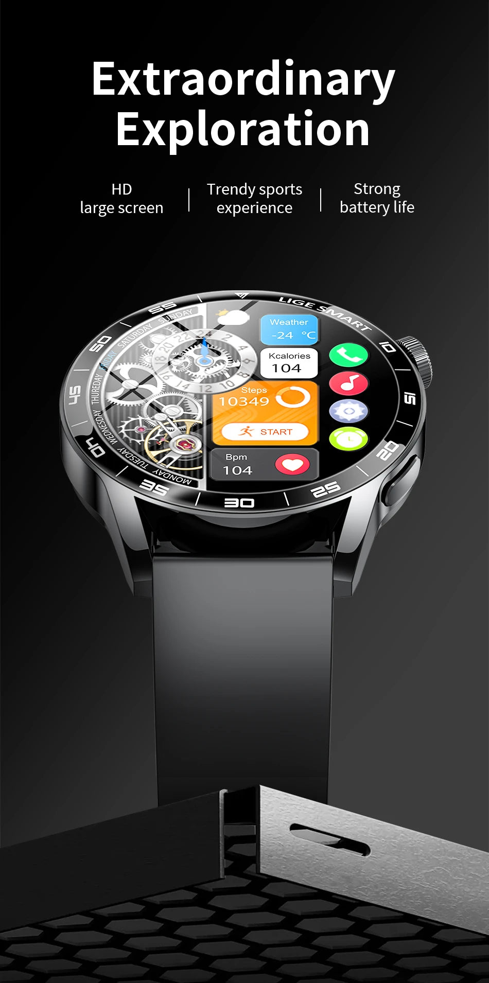 LIGE Reloj Inteligente HD 1.38 Bluetooth