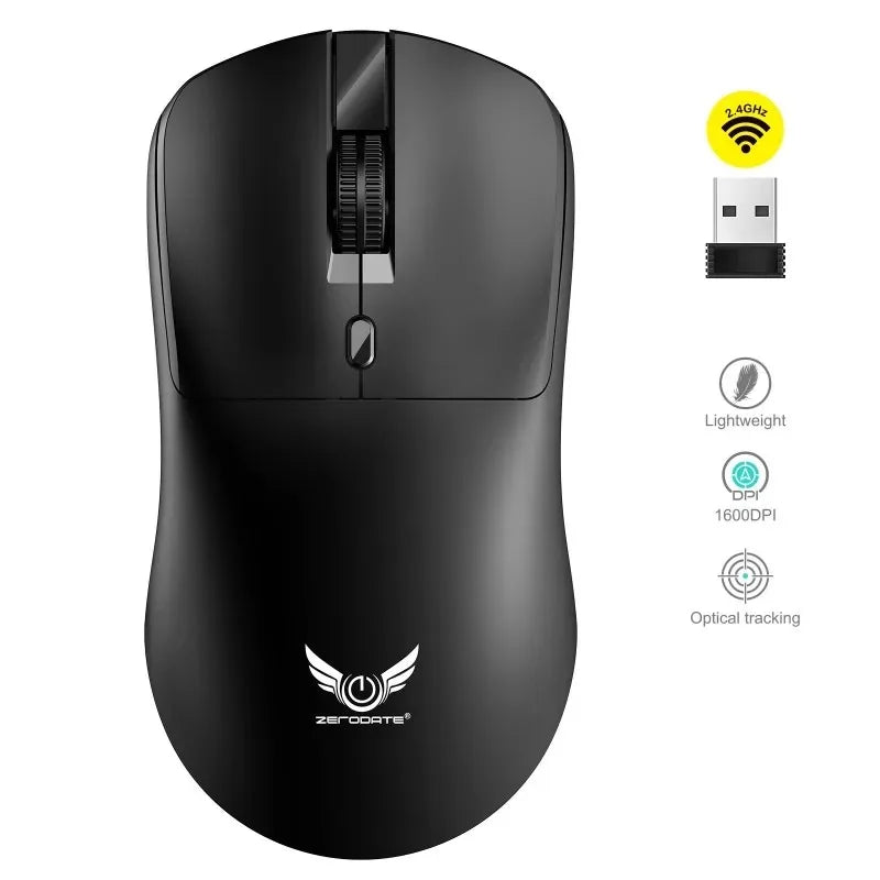 Ratón inalámbrico de 2,4G para videojuegos, ergonómico, 800-1200-1600 DPI, recargable, para oficina, PC, portátil, Macbook Pro