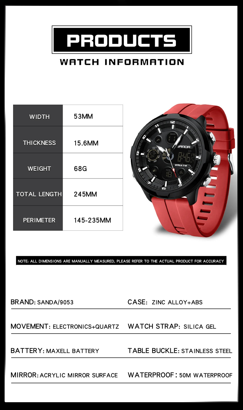 Reloj Militar Digital SANDA G Doble Pantalla para Hombre