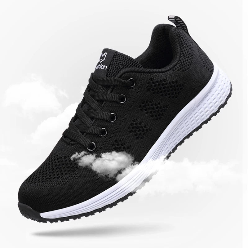 Zapatillas transpirables para correr para mujer, zapatillas deportivas ligeras antideslizantes para mujer, zapatillas suaves para exteriores con cordones, tenis de moda