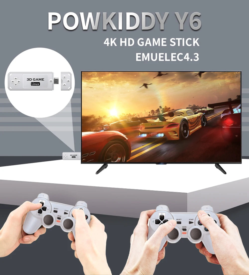 Consola de juegos Retro BOYHOM Y6, 4K, 60fps, salida HDMI, baja latencia, GD10, TV Game Stick, consola de juegos portátil para el hogar con doble mango para GBA