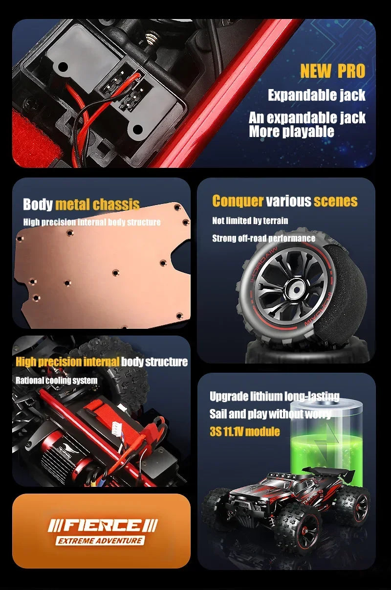 Coche todoterreno Rc 9255, coche de Control remoto de alta velocidad 80 KM/H con faro LED sin escobillas 4WD 1/14, camión monstruo, juguetes para niños, regalo