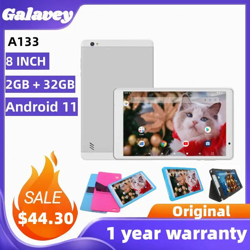 Tablet PC Google Play de 8'' con Android 11, Quad Core, 2GB de RAM, 32GB de ROM, A133, Pantalla IPS de 1280x800, Ultradelgada, Allwinner, Cámaras Duales, Wifi, Netbook