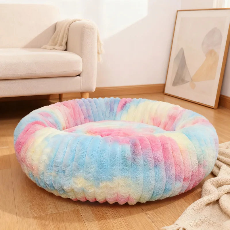 Cama Donut para Gatos y Perros Pequeños con Felpa Suave