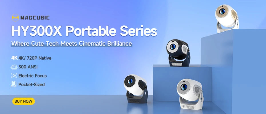 Magcubic HY320 Mini proyector nuevo nativo 720P Android 11 4K 300ANSI Wifi6 BT5.0 cine portátil al aire libre 180 °   Proyector giratorio