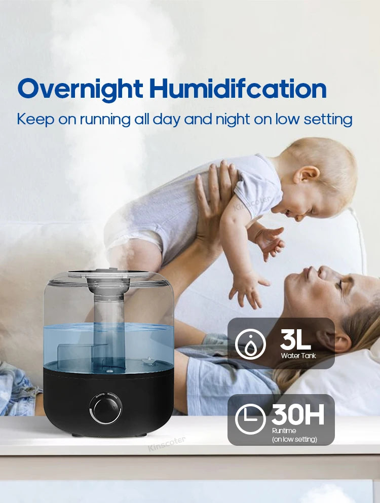 Humidificador de Aire 3L con Control Remoto y Difusor de Aromas