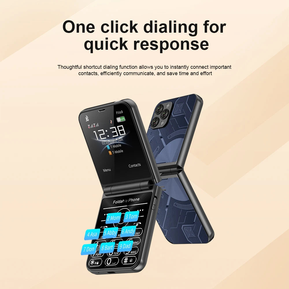 SERVO Flilo9 Teléfono Plegable 3G Doble SIM con Grabación y Radio FM