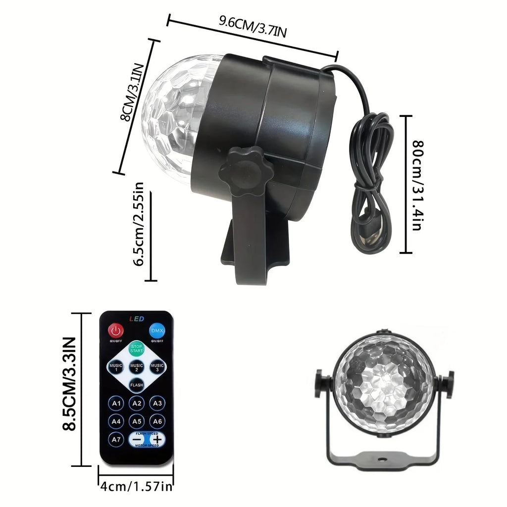 Luz LED Estroboscópica RGB con Control Remoto para Fiestas