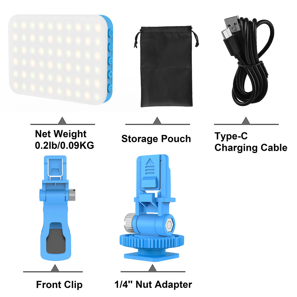 Nueva luz para selfies, 60 luces LED para teléfono, luz de relleno, 7 modos de salida, Kit de lámpara de vídeo regulable 2500K-6500K, Panel de luz bicolor CRI 97+