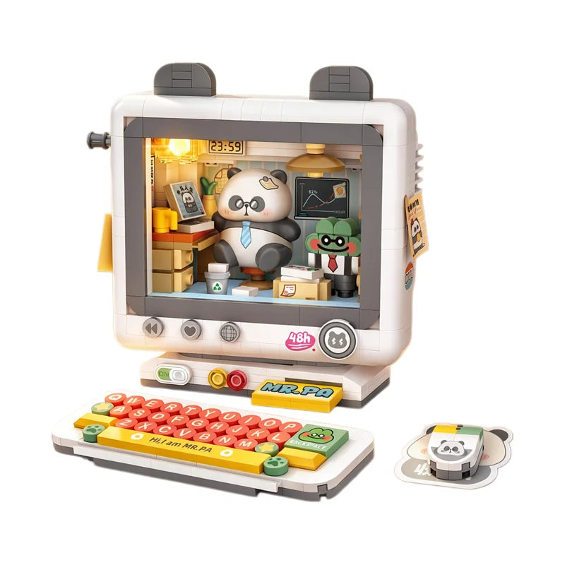 Serie de Juguetes y Electrónica Retro LOZ, Juego de Bloques de Construcción de Computadora Tostadora con Luces, Juguetes de Escritorio, Adorno, Regalo de Cumpleaños