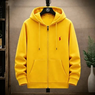 Hoodie con Cremallera y Bordado – Unisex, Estilo Deportivo