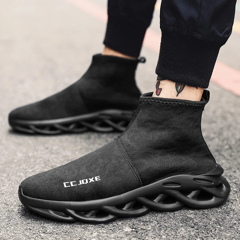 Zapatos informales transpirables para hombre, zapatos tobilleros antideslizantes a la moda para caminar al aire libre, zapatillas de deporte para hombre, zapatillas sin cordones con aumento de altura