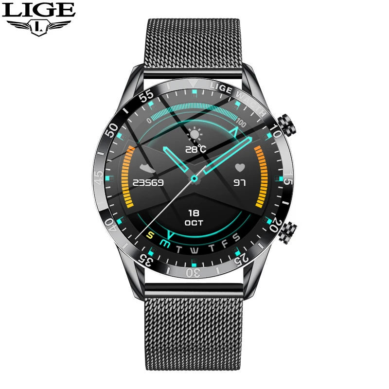 Smartwatch LIGE de lujo para hombre con llamadas Bluetooth y monitor de salud
