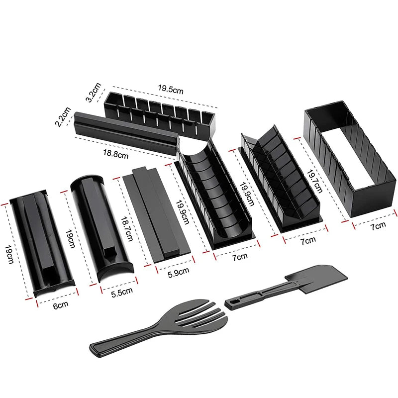 LMETJMA 10 Uds Kit para hacer Sushi DIY molde para Sushi prensa con molde para rollo de arroz para Sushi fabricante de Sushi molde para rollo de arroz KC0473